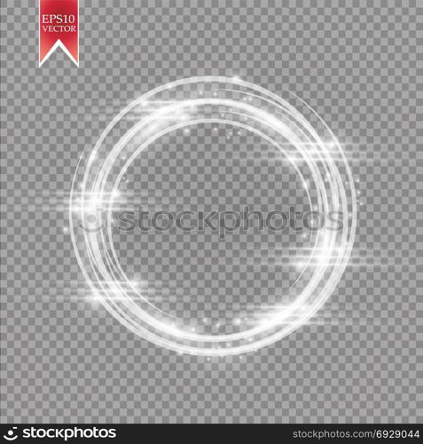 Vector light ring. Round shiny frame with lights dust trail particles isolated on transparent background.. Vector light ring. Round shiny frame with lights dust trail particles isolated on transparent background. Magic concept