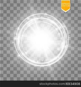 Vector light ring. Round shiny frame with lights dust trail particles isolated on transparent background.. Vector light ring. Round shiny frame with lights dust trail particles isolated on transparent background. Magic concept