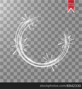 Vector light ring. Round shiny frame with lights firework and dust trail particles isolated on transparent background.. Vector light ring. Round shiny frame with lights lights firework and dust trail particles isolated on transparent background. Magic concept