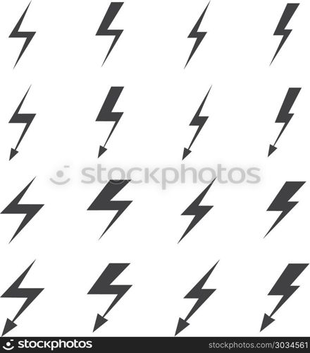 Vector lightning set. Lightning vector signs. Lightning bolt icons, thunder bolt symbols or flash pictograms