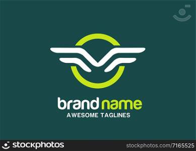 vector line art geometric of wings and circle logo