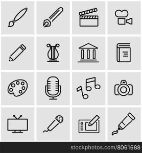 Vector line art icon set. Art Icon Object, Art Icon Picture, Art Icon Image - stock vector
