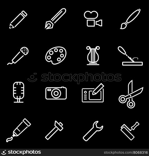 Vector line art tool icon set. Art Tool Icon Object, Art Tool Icon Picture, Art Tool Icon Image - stock vector