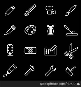 Vector line art tool icon set. Art Tool Icon Object, Art Tool Icon Picture, Art Tool Icon Image - stock vector