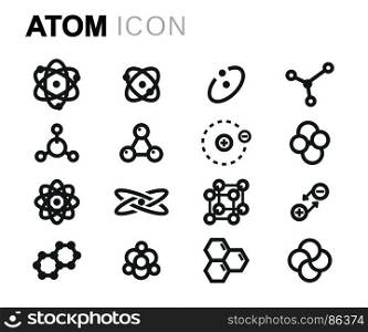 Vector line atom icons set. Vector line atom icons set on white background