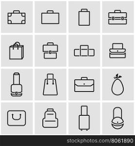 Vector line bag icon set. Bag Icon Object, Bag Icon Picture, Bag Icon Image - stock vector