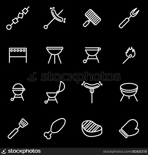 Vector line barbecue icon set. Barbecue Icon Object, Barbecue Icon Picture, Barbecue Icon Image - stock vector