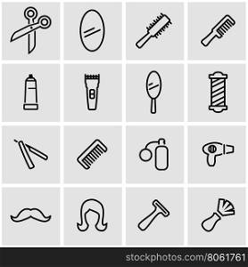 Vector line barber icon set. Barber Icon Object, Barber Icon Picture, Barber Icon Image - stock vector