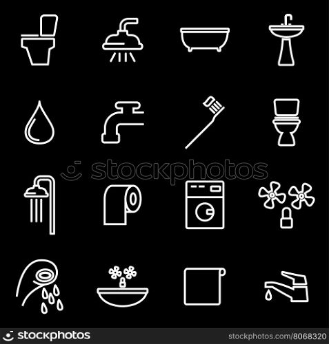 Vector line bathroom icon set. Bathroom Icon Object, Bathroom Icon Picture, Bathroom Icon Image - stock vector