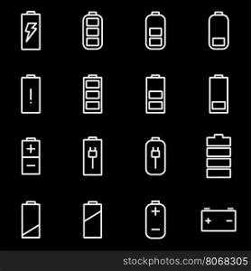 Vector line battery icon set. Battery Icon Object, Battery Icon Picture, Battery Icon Image - stock vector