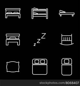 Vector line bed icon set. Bed Icon Object, Bed Icon Picture, Bed Icon Image - stock vector