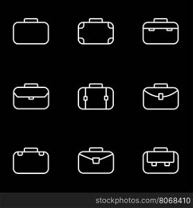 Vector line briefcase icon set. Briefcase Icon Object, Briefcase Icon Picture, Briefcase Icon Image - stock vector