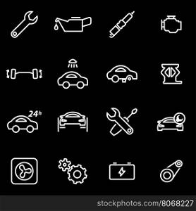 Vector line car service icon set. Car service Icon Object, Car service Icon Picture, Car service Icon Image - stock vector
