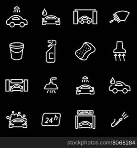 Vector line car wash icon set. Vector line car wash icon set. Car Wash Icon Object, Car Wash Icon Picture, Car Wash Icon Image - stock vector