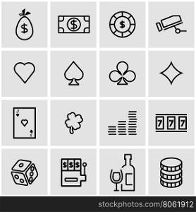 Vector line casino icon set. Casino Icon Object, Casino Icon Picture, Casino Icon Image - stock vector