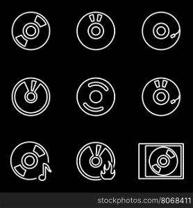 Vector line cd icon set. CD Icon Object, CD Icon Picture, CD Icon Image - stock vector