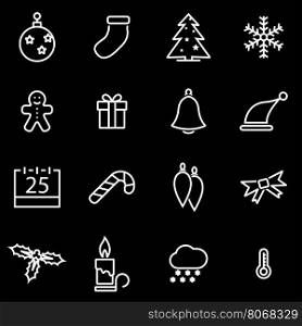 Vector line christmas icon set. Christmas Icon Object, Christmas Icon Picture, Christmas Icon Image - stock vector