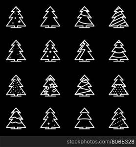Vector line christmas tree icon set. Christmas Tree Icon Object, Christmas Tree Icon Picture, Christmas Tree Icon Image - stock vector