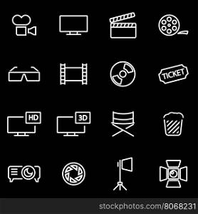 Vector line cinema icon set. Cinema Icon Object, Cinema Icon Picture, Cinema Icon Image - stock vector