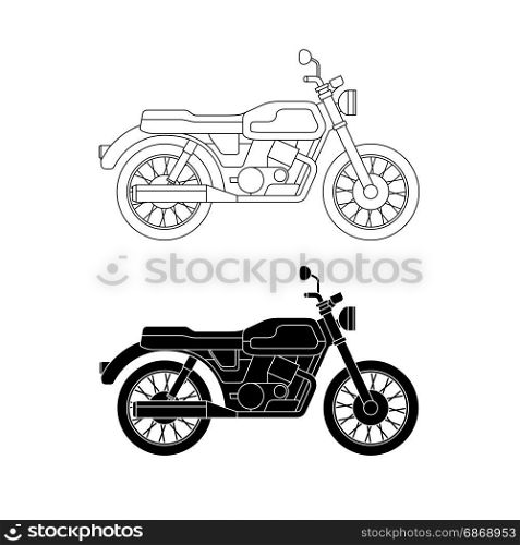 Vector line classic bike.. Vector classic motorcycle. Line illustration of retro bike.