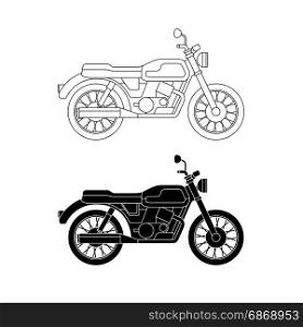 Vector line classic bike.. Vector classic motorcycle. Line illustration of retro bike.