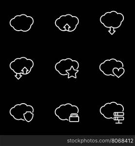 Vector line cloud icon set. Cloud Icon Object, Cloud Icon Picture, Cloud Icon Image - stock vector