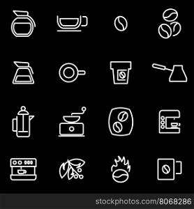 Vector line coffee icon set. Coffee Icon Object, Coffee Icon Picture, Coffee Icon Image - stock vector
