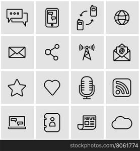 Vector line communication icon set. Communication Icon Object, Communication Icon Picture, Communication Icon Image - stock vector