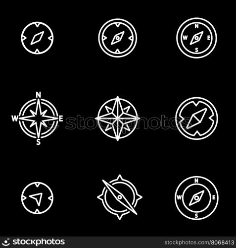 Vector line compass icon set. Compass Icon Object, Compass Icon Picture, Compass Icon Image - stock vector