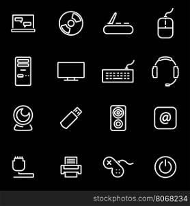 Vector line computer icon set. Computer Icon Object, Computer Icon Picture, Computer Icon Image - stock vector
