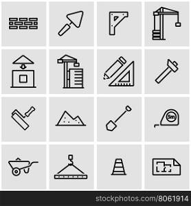 Vector line construction icon set. Construction Icon Object, Construction Icon Picture, Construction Icon Image - stock vector