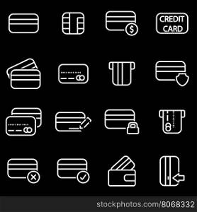 Vector line credit card icon set. Credit Card Icon Object, Credit Card Icon Picture, Credit Card Icon Image - stock vector
