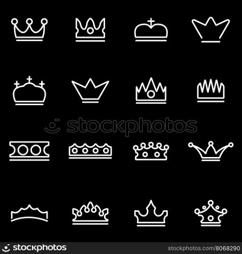 Vector line crown icon set. Crown Icon Object, Crown Icon Picture, Crown Icon Image - stock vector