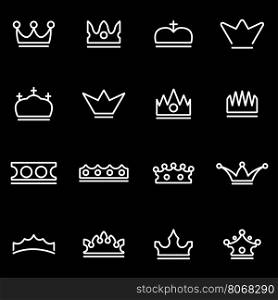 Vector line crown icon set. Crown Icon Object, Crown Icon Picture, Crown Icon Image - stock vector
