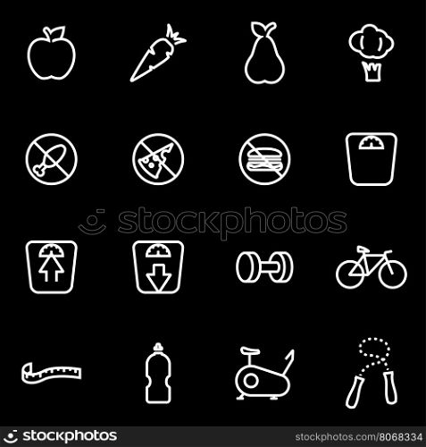 Vector line diet icon set. Diet Icon Object, Diet Icon Picture, Diet Icon Image - stock vector