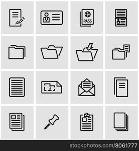 Vector line document icon set. Document Icon Object, Document Icon Picture, Document Icon Image - stock vector