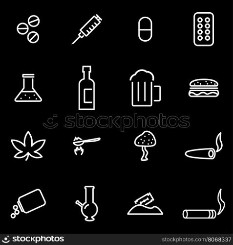 Vector line drugs icon set. Drugs Icon Object, Drugs Icon Picture, Drugs Icon Image - stock vector