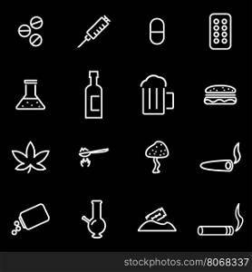 Vector line drugs icon set. Drugs Icon Object, Drugs Icon Picture, Drugs Icon Image - stock vector