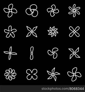 Vector line fans and propellers icon set. Fans and Propellers Icon Object, Fans and Propellers Icon Picture, Fans and Propellers Icon Image - stock vector