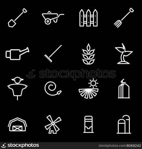 Vector line farming icon set. Farming Icon Object, Farming Icon Picture, Farming Icon Image - stock vector