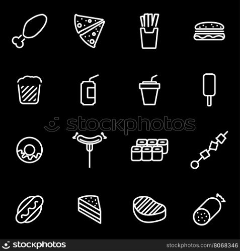 Vector line fastfood icon set. Fastfood Icon Object, Fastfood Icon Picture, Fastfood Icon Image - stock vector