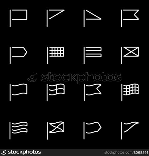 Vector line flags icon set. Flags Icon Object, Flags Icon Picture, Flags Icon Image - stock vector