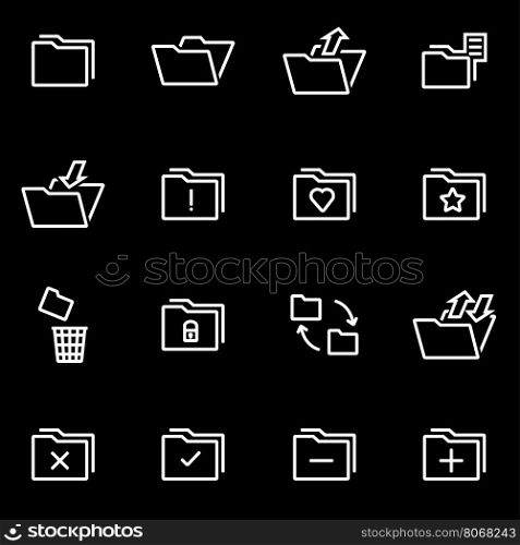 Vector line folder icon set. Folder Icon Object, Folder Icon Picture, Folder Icon Image - stock vector