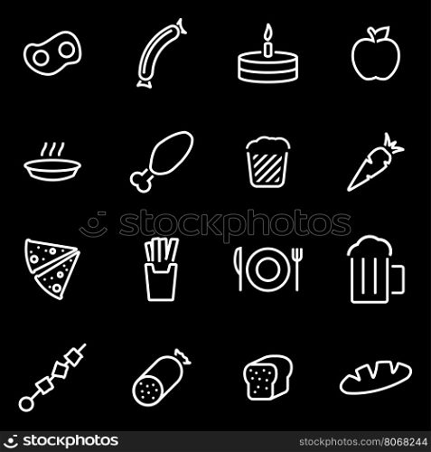 Vector line food icon set. Food Icon Object, Food Icon Picture, Food Icon Image - stock vector