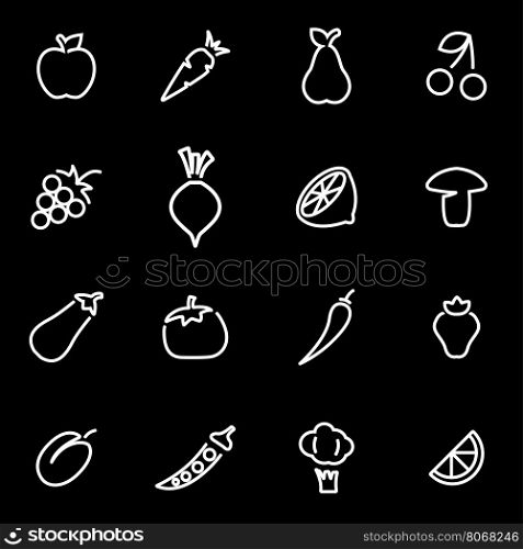 Vector line fruit an vegetablees icon set. Fruit and Vegetablees Icon Object, Fruit and Vegetablees Icon Picture, Fruit and Vegetablees Icon Image - stock vector
