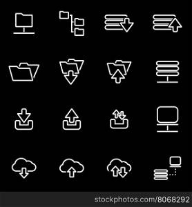 Vector line ftp icon set. Ftp Icon Object, Ftp Icon Picture, Ftp Icon Image - stock vector