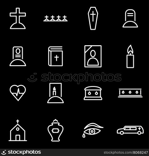 Vector line funeral icon set. Funeral Icon Object, Funeral Icon Picture, Funeral Icon Image - stock vector