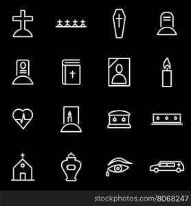 Vector line funeral icon set. Funeral Icon Object, Funeral Icon Picture, Funeral Icon Image - stock vector