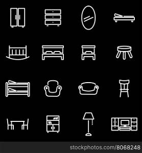 Vector line furniture icon set. Furniture Icon Object, Furniture Icon Picture, Furniture Icon Image - stock vector