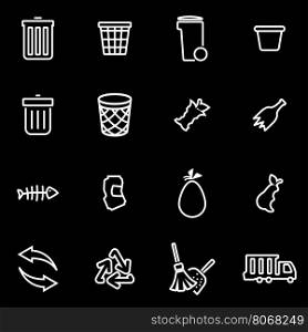 Vector line garbage icon set. Garbage Icon Object, Garbage Icon Picture, Garbage Icon Image - stock vector